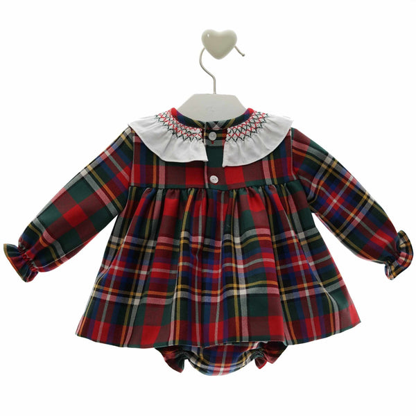 BABY TARTAN WITH RUFFLE COLLAR SHORT DRESS SET MARILYN