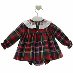 BABY TARTAN WITH RUFFLE COLLAR SHORT DRESS SET MARILYN