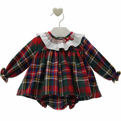 BABY TARTAN WITH RUFFLE COLLAR SHORT DRESS SET MARILYN
