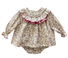 BABY FLORAL WITH RUFFLE COLLAR SHORT DRESS SET LAUREN