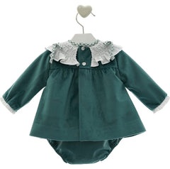 BABY VELVET WITH SMOCKED COLLAR SHORT DRESS 2P SET AVA