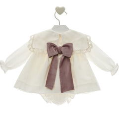 BABY LACE COLLAR VELVET BOW SHORT DRESS SET AUDREY