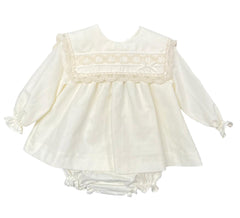 BABY LACE COLLAR VELVET BOW SHORT DRESS SET AUDREY