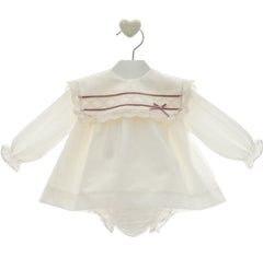 BABY LACE COLLAR VELVET BOW SHORT DRESS SET AUDREY