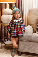BABY TARTAN WITH RUFFLE COLLAR SHORT DRESS SET MARILYN