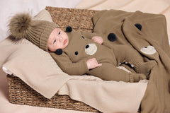 BABY EMBROIDERED BEAR FACE ROMPER