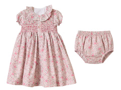 GIRLS FLORAL AND RUFFLE COLLAR DRESS