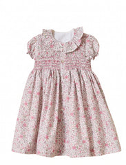 GIRLS FLORAL AND RUFFLE COLLAR DRESS
