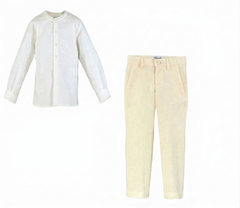 BOYS MAO COLLAR SHIRT AND PANTS 2P SET
