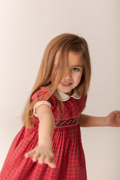 GIRLS SMOCKED RED DRESS