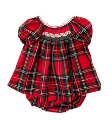 BABY SMOCKED TARTAN SHORT DRESS 2P SET