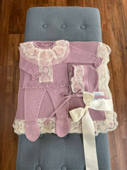 NEWBORN SOFT PINK LACE KNIT LUXURY 4P SET