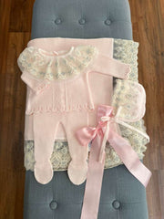 NEWBORN SILVER LACE COLLAR  KNIT LUXURY 4P SET