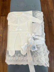 NEWBORN LACE COLLAR AND LITTLE BOW KNIT LUXURY 4P SET