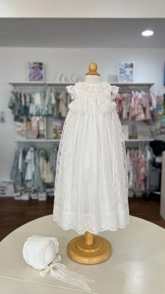 CHRISTENING LACE GOWN, BONNET AND BLOOMER 3P
