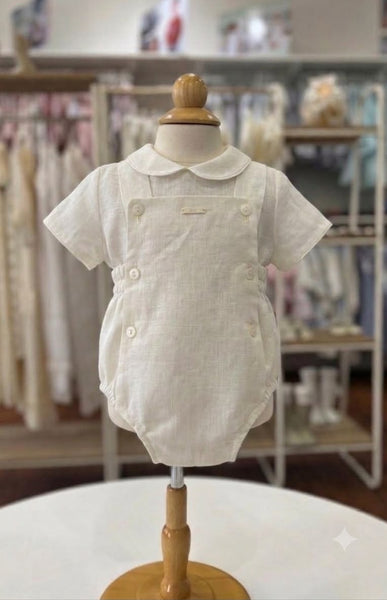BOYS IVORY SHORT WITH SUSPENDER AND SHIRT 2P