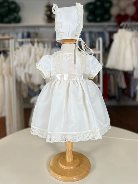 CEREMONY ORGANZA DRESS WITH BONNET