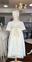 CHRISTENING LINEN LACE FALDELLIN WITH BONNET