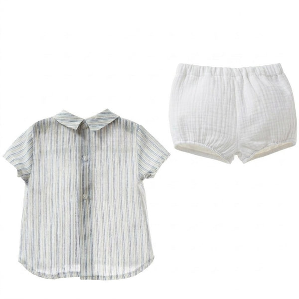 BOYS GAUZE SHORT AND SHIRT WITH COLLAR 2P DECORACION