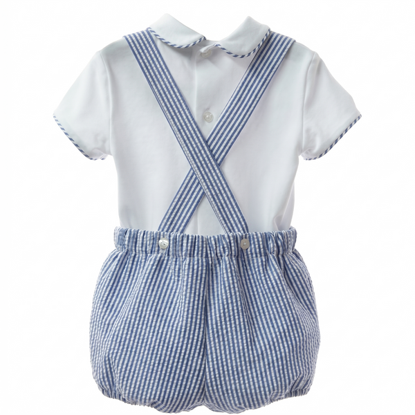 BOYS STRIPED SHORT WITH SUSPENDER AND SHIRT 2P MARMOLINA