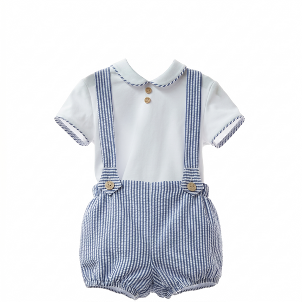 BOYS STRIPED SHORT WITH SUSPENDER AND SHIRT 2P MARMOLINA