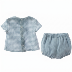 BOYS VICHY SHIRT AND GAUZE SHORT 2P SET PROVENZAL