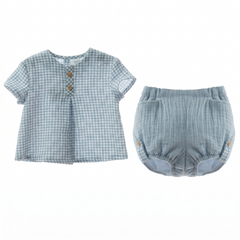 BOYS VICHY SHIRT AND GAUZE SHORT 2P SET PROVENZAL