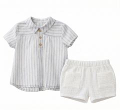BOYS GAUZE SHORT AND SHIRT WITH COLLAR 2P DECORACION