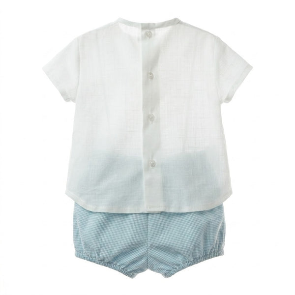 BOYS PIN CHECK SHORT AND SHIRT 2P ALFARERIA
