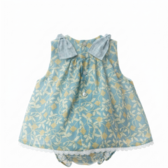GIRLS LEAF AND FLOWER SLEEVELESS DREES WITH BLOOMER 2P ALFARERIA