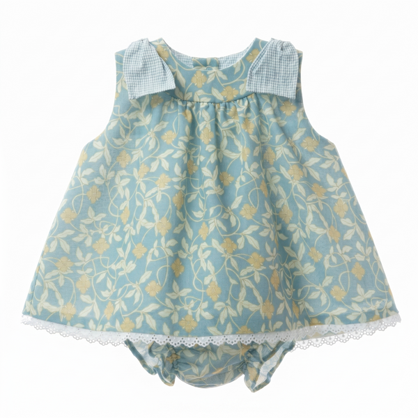 GIRLS LEAF AND FLOWER SLEEVELESS DREES WITH BLOOMER 2P ALFARERIA