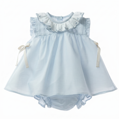 GIRLS EMBROIDERED COLLAR STRIPED DRESS CRISTAL