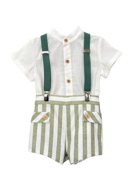 BABY WIDE STRIPED WITH SUSPENDRES SHORT SET TROVADOR