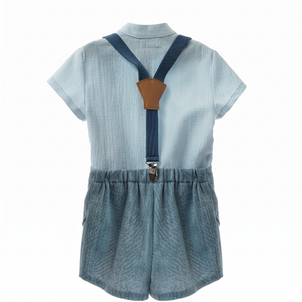 BOYS MAO COLLAR SHIRT ANS SHORT WITH SUSPENDER 3P ALFARERIA
