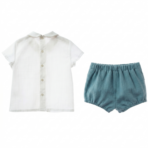 BOYS SHIRT WITH COLLAR AND SHORT 2P AZULEJO