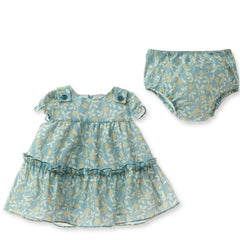 GIRLS LEAF  AND FLOWER DREES WITH BLOOMER  2P ALFARERIA