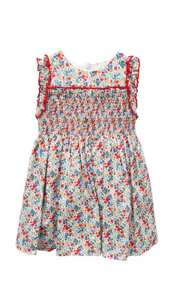 GIRLS LIBERTY AND SMOCKED RED DRESS SUELTAS
