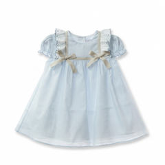 GIRLS STRIPED PUFF SLEEVE DRESS CRISTAL