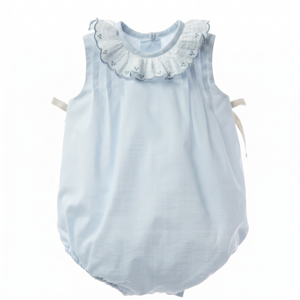 BABY EMBROIDERED COLLAR STRIPED ROMPER CRISTAL