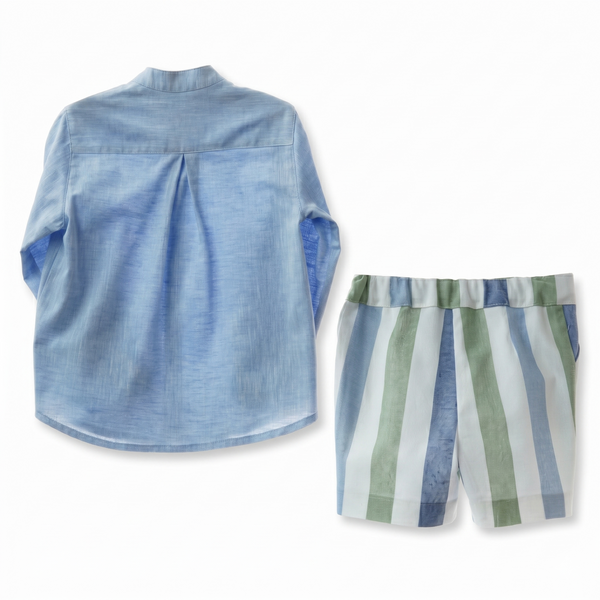 BOYS WIDE STRIPED SHORT AND SHIRT 2P MOSAICO