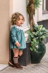 BABY VELVET WITH SMOCKED COLLAR SHORT DRESS 2P SET AVA