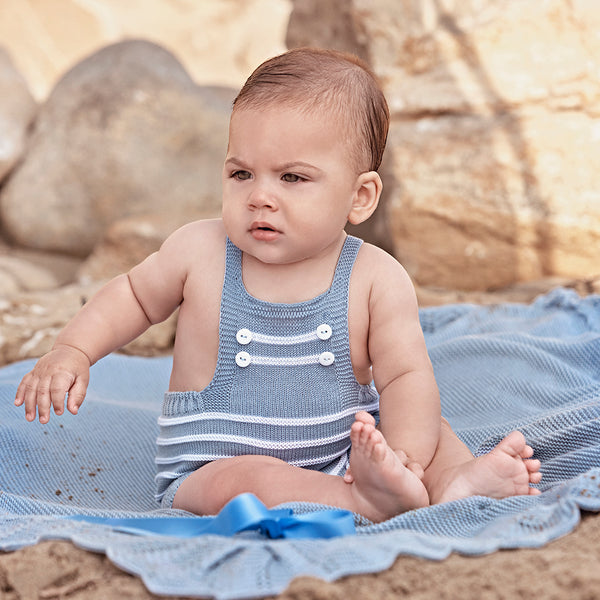 BABYS STRIPES WITH BUTTONS KNIT ROMPER