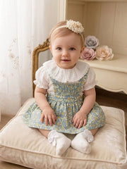 GIRLS LEAF AND FLOWER ROMPER DRESS WITH BLOUSE 2P ALFARERIA