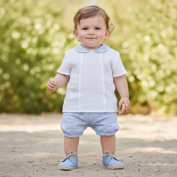BABY BOYS GAUZE SHIRT WITH COLLAR AND SHOR SET TRISTAN