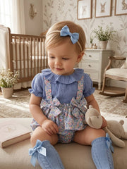 GIRLS EYELET WITH COLLAR TOP AND FLORAL ROMPER 2P MALTA