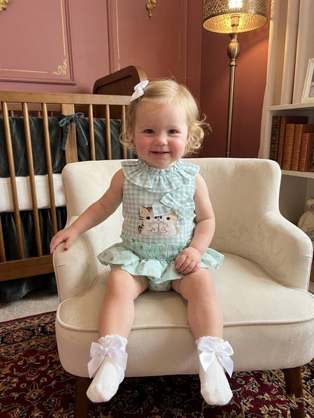 GIRLS KITTEN AND GINGHAM TOP WITH BLOOMER 2P SET MODENA