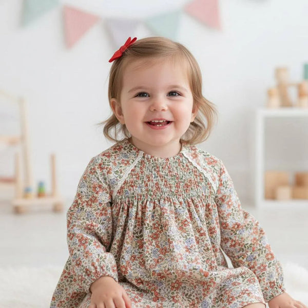 BABY FALL FLOWERS SHORT DRESS WITH BLOOMER 2P SET BORDADOS