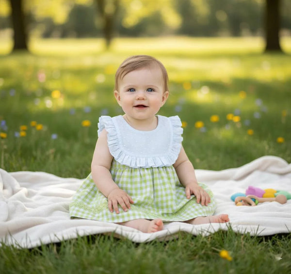 BABY GIRL PLAID PLUMETI SHORT DRESS 2P SET