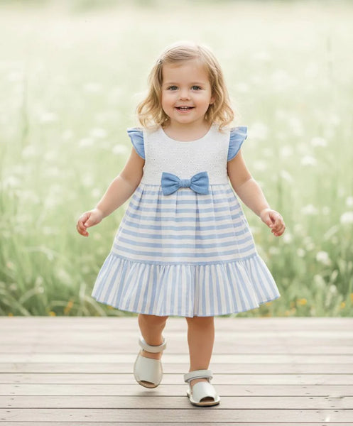 VESTIDO DE NIÑA DE RAYAS Y LAZO
