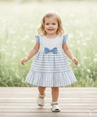 GIRL STRIPED AND BOW DRESS